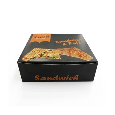 Premium 6x6x2 Inch Thick Printed Duplex Sandwich Boxes | Takeout Food Containers for Cafes, Delis, and Bakeries(Pack-50 Pcs)