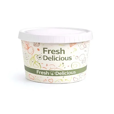  750ml, Printed Disposable Paper Containers with Lid for Food Packaging and Takeaway (Pack-50 Pcs)