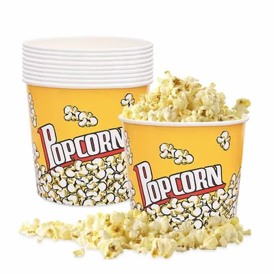 85oz Printed Paper Popcorn Tubs | Movie Theater Style Disposable Popcorn Buckets for Parties & Events(Pack-50 Pcs)