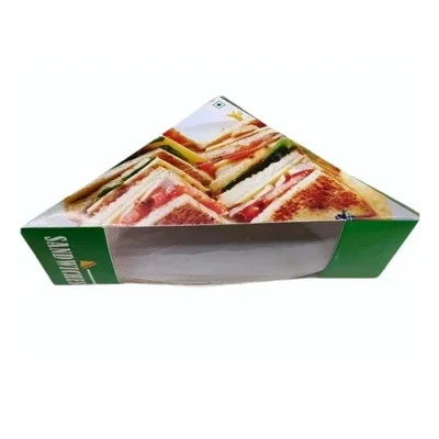 HORECA 100 Pcs Designer Printed Sandwich Box With Transparent Window for Restaurant | Food Takeaway, Storage & Hotels