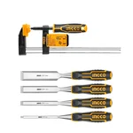 INGCO Hand Tools Combo of 300 mm F Clamp, and 140 mm Wood Chisel Set
