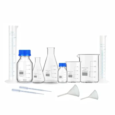 SBT Professional Kit 12pcs (Beaker, Reagent Bottle, Conical Flask, Cylinder, Dropper 3ml with Plastic Funnel)