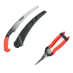 Sunya Set of a Razor Pruning Saw and a Stainless Long Curved Fruits Snips | Used for Garden Maintenance - 2 Tools