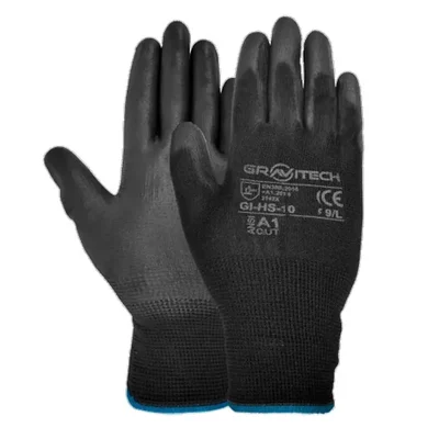 Gravitech Pair of 1 PU Palm Coated Cut Level Safety Hand Gloves Silicon Free, GI-HS-10(Pack-1 Pair)