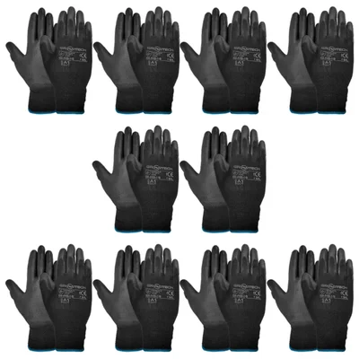 Gravitech Pair of 10 PU Palm Coated Cut Level Safety Hand Gloves Silicon Free, GI-HS-10