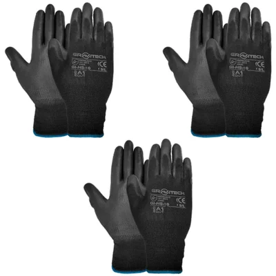 Gravitech Pair of 3 PU Palm Coated Cut Level Safety Hand Gloves Silicon Free, GI-HS-10