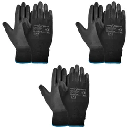Gravitech Pair of 3 PU Palm Coated Cut Level Safety Hand Gloves Silicon Free, GI-HS-10
