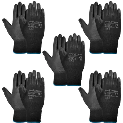 Gravitech Pair of 5 PU Palm Coated Cut Level Safety Hand Gloves Silicon Free, GI-HS-10