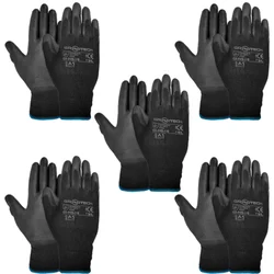 Gravitech Pair of 5 PU Palm Coated Cut Level Safety Hand Gloves Silicon Free, GI-HS-10