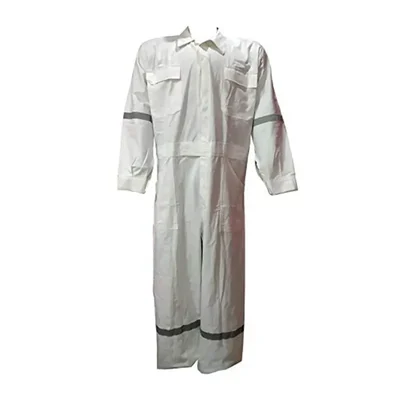 SS BENGALY 280 GSM White Safety Boiler Suit Coverall - 100% Cotton, 2" Reflectors, Quality Zipper, 7 Pockets(Size-S)