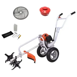 Heavy Duty Petrol Grass Cutter with 2 Stroke 52CC Engine with Round Tiller Attachment