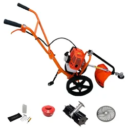 GRAMSTRONG Trolley Type Premium Grass Cutter, 2 Stroke 52CC With Flat Tiller Attachment 