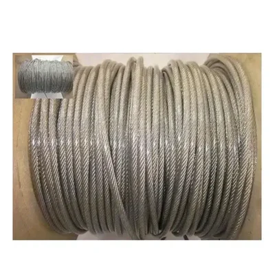 Premium Quality 4 + 2mm PVC-Coated Mild Steel Wire Rope, Grade-MS 1770, Transparent Coating(Wire Rope Length-50 meter)