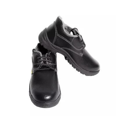 Heavy Duty Pack of 10 PVC Sole Leather Safety Shoe with Steel Toe Cap for Construction, Fire & Chemical Industries etc.(Size-6)