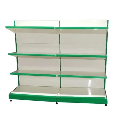 Global 5 feet x 3 feet 4 Shelves Slotted Channel Display Rack/Wall Rack For Multipurpose Uses (Set Of 2)
