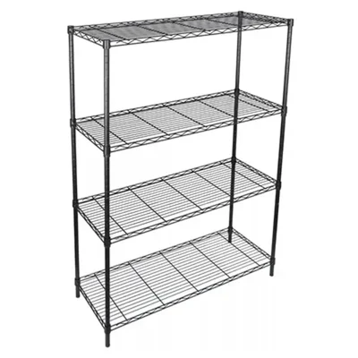 Rackwell 24 x 14 x 60 inch 4 Shelves Height Adjustable Mild Steel Standing Black Finished Multi Purpose Rack
