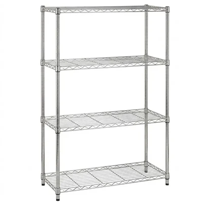 Rackwell 30 x 14 x 45 inch 4 Shelves Height Adjustable Stainless Steel Standing Black Finished Multi Purpose Rack