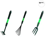 Jaiveer Garden Tools Combo of a Garden Rake, Garden Fan Rake and a Garden Fork (3 Tools)