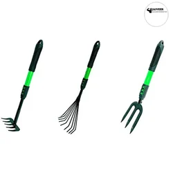 Jaiveer Garden Tools Combo of a Garden Rake, Garden Fan Rake and a Garden Fork (3 Tools)