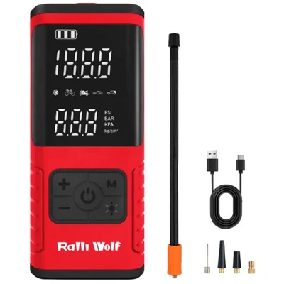 Ralli Wolf 4in1 150PSI Cordless Air Inflator, 5400 mAh Battery for Car, Bike, Cycle, Ball (RCAI-150) - 6 Months Warranty