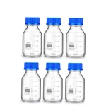 Bello Pack of 6 Pcs 50ml Borosilicate Glass Reagent Bottle with Leak Proof Blue Screw Cap