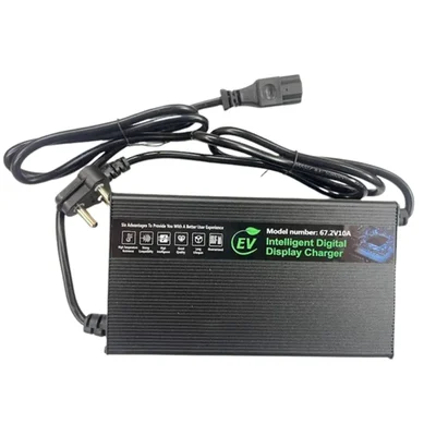 Premium Quality 67.2V 10A 60V Lithium Battery Metal Body Digital Display 3-Pin Smart EV Charger