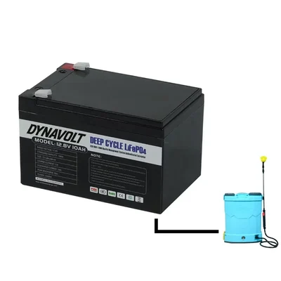 Heavy Duty 12V 10Ah LiFePO4 Battery, 4000+ Cycles Built-in 20A BMS For Spray Pump, Agriculture And Solar Project