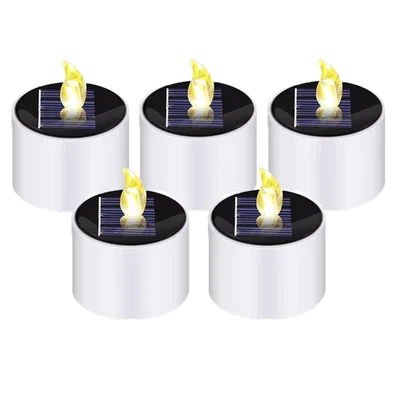 Premium Quality Solar Diwali Diya, Waterproof Solar Power Tealight Without Flame For Garden, Home Decoration(Pack Of 5)