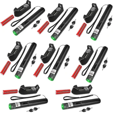 SBT Instruments 15 pcs Green Laser Pointer with Battery & Charger, Long-Range and Adjustable Light Modes