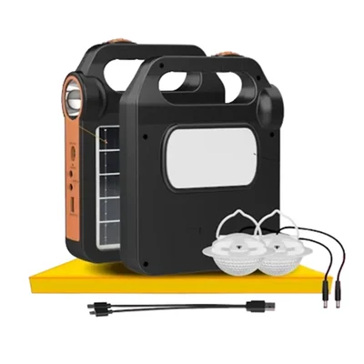 Gramstrong High Quality Rechargeable Emergency Light Kit with 3.5 W Solar Panel, 2pcs 2 watt Bulb and 1pc 2-in 1 Cable