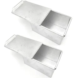 2 Pcs Rectangular Tin Sandwich/ Bread Mould Loaf Tin Box With Cover(Capacity-250 gm)