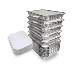 250ml 2000pcs, Rectangular Disposable Aluminum Container with Lid