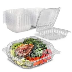 25 Pcs Hinged PET Rectangular Reusable Container for Sugar, Cake, Fruits, Salads(Capacity-300 ml)