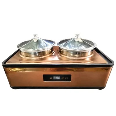 RH001-T RG 600W Commercial Rectangular Digital Rose Gold Soup Tureen For Buffet Use