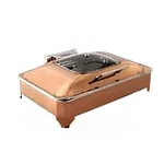 SS Rectangular Half Glass Chafing Dish W/E Frame Full Rose Gold for Buffet Appliance