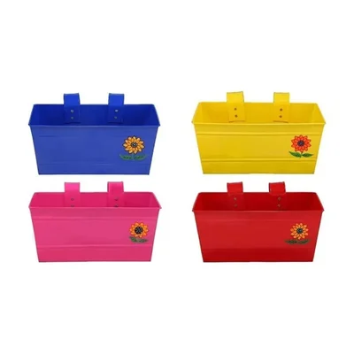 Simple and Elegant Rectangular Metal Hanging Planter Pots (Pack of 4)