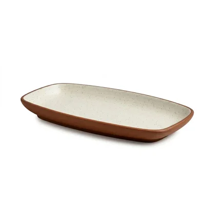 Dual Tone 10 Inch Rectangular Platter for Dining (Pack of 4)