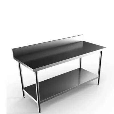 Vinayak Machines SS 72x24x34 Inches Multipurpose Rectangular Work Table with Under Shelf and 4 inch Backsplash