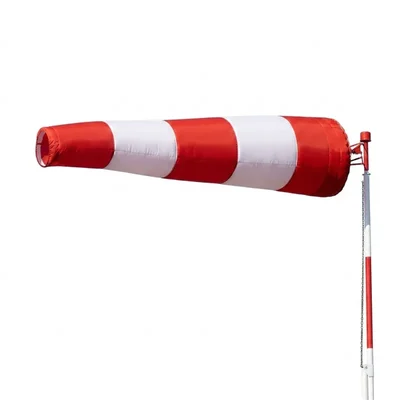Red and White Industrial Wind Sock – High Visibility Weather-Resistant Wind Direction & Speed Indicator Tube