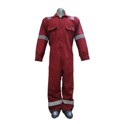 SS BENGALY 280 GSM Red Safety Boiler Suit Coverall -100% Pure Cotton with 2"Inch Double Reflectors and Quality Zipper(Size-S)