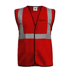 Gravitech 120 GSM Red Colour Safety Jacket With 2" High Grade Reflective Fabric Tape (GI-RJ-02)