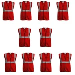 Gravitech 10 Pcs 120 GSM Red Colour Safety Jacket With 2" High Grade Reflective Fabric Tape (GI-RJ-02)