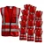 Gravitech 100 Pcs 120 GSM Red Colour Safety Jacket With 2" High Grade Reflective Fabric Tape (GI-RJ-04)