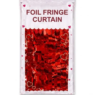 Pack of 10, 20, 50, 70, 100 | Red 3x6 ft Party Foil Fringe Curtain Shimmer Backdrop Streamer Decoration(Pack-10 pcs)