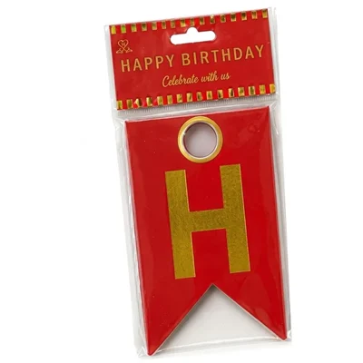 Pack of 10, 20, 50, 70, 100 Red Happy Birthday Paper Plastic Bunting Banner Decoration Hanging Pennant Garland Party Decor Craft(Pack-10 pcs)