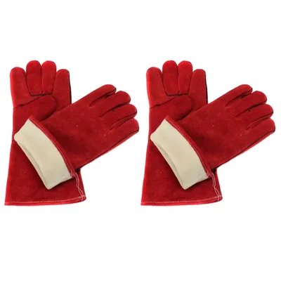 Hand Safety 11 Inch Leather Gloves With Inner Cloth Lining(Pack-2)