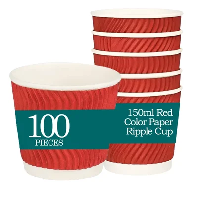 150ml Red Color Paper Ripple Cup for Both Indoor and Outdoor Events(Pack-100)