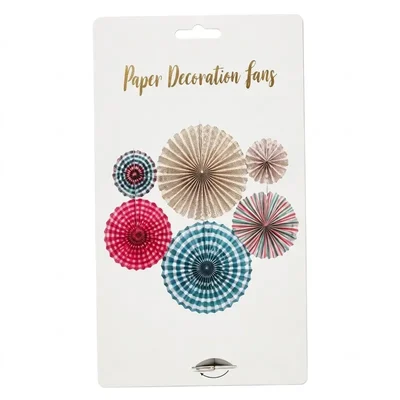 Red & Sky Themed Multi Colour set of 6 Pcs Colourful Foldable Hanging Paper Decoration Fans for Party(Pack-100)
