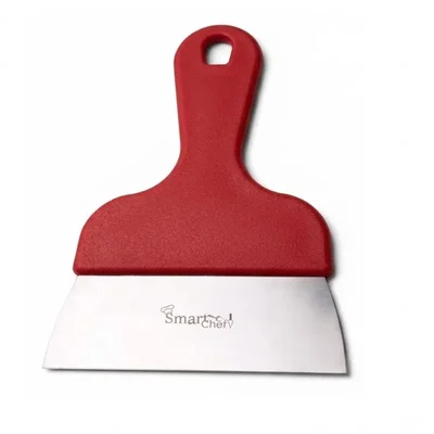 Smart Chef HS10701 5.75'' Stainless Steel Chocolate Scraper Spatula Red Handle Ergonomic Cake Decorating Pastry Tool(Pack-1 pc)