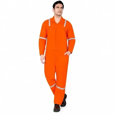 Aarron® Reflective Boiler Suit Orange with Hi-Vis Tape | 360° Reflective Tapes, Multiple Pockets